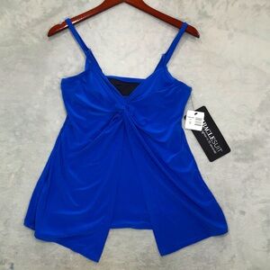 Miraclesuit Love Knot Electric Blue Tankini Top Size 10 New